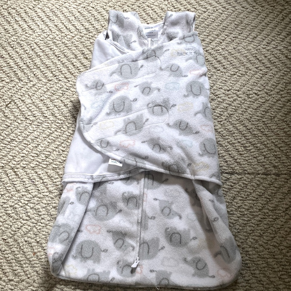 Halo Micro Fleece Sleep Sack Swaddle size NB elephants cute unisex design